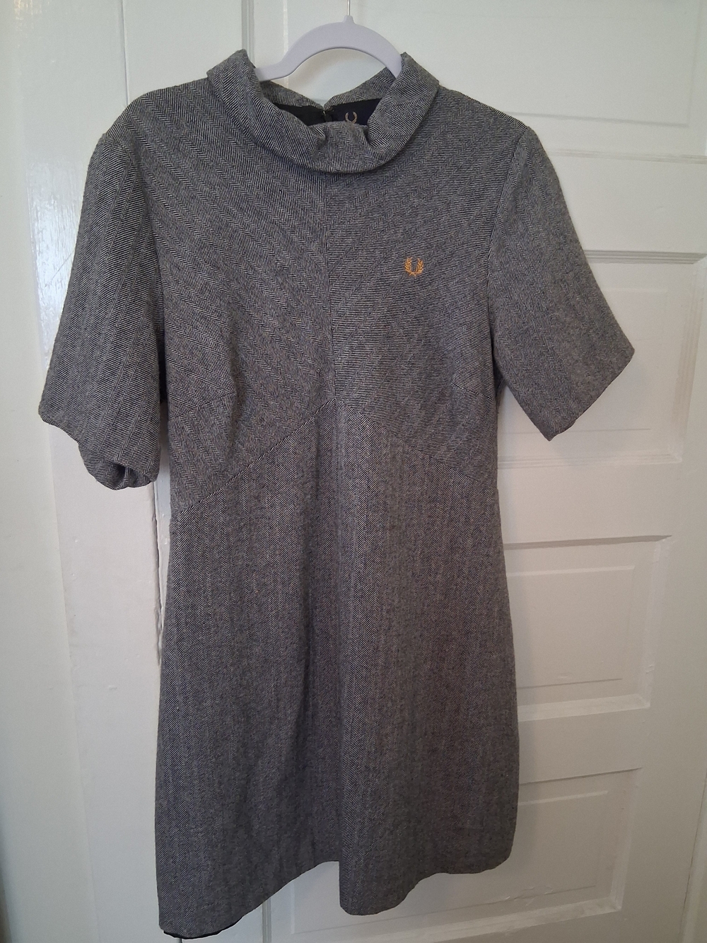 Fred Perry Grey Tweed Short Sleeve Shift Dress